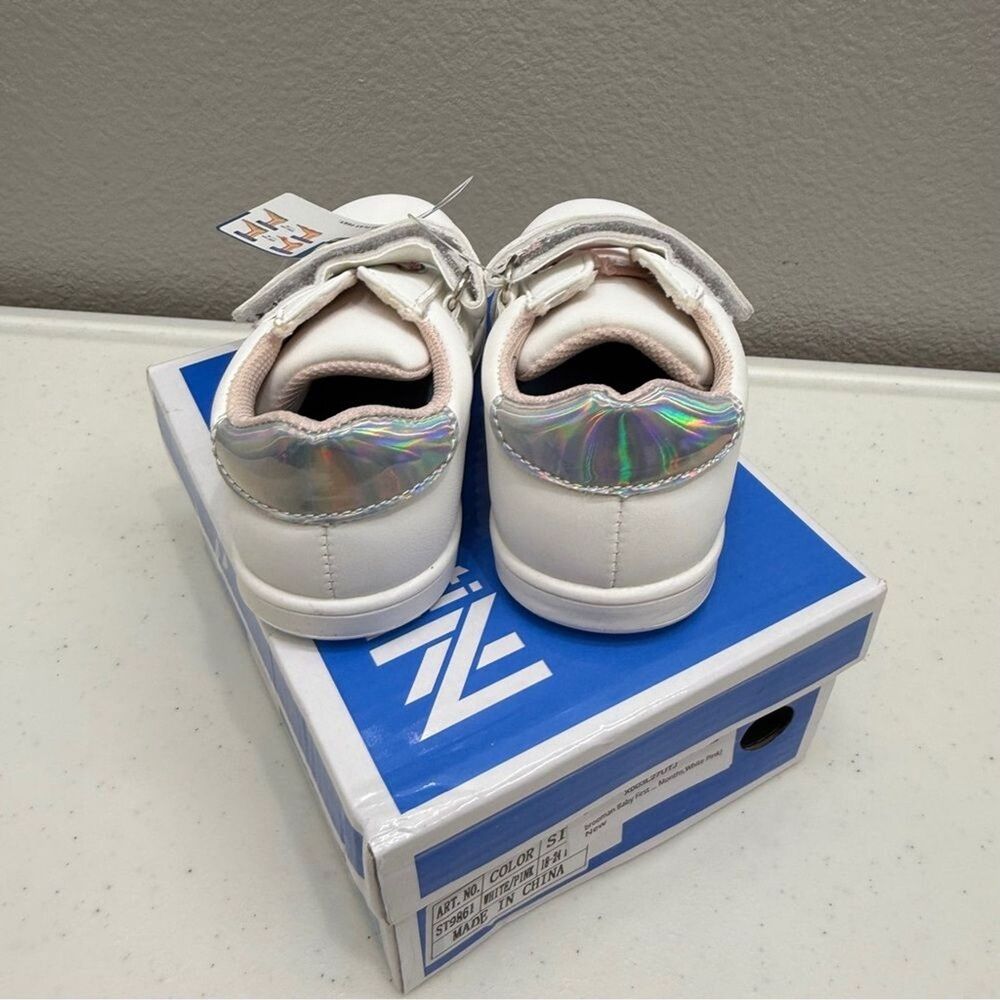 Nauti Nati Baby Sneakers Size 18-24 M Shoes White Pink Non Slip First Walking - Picture 6 of 7